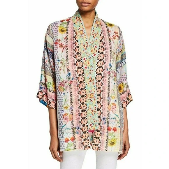 Johnny Was Maci Reversible Kimono Floral Embroidered Ikat Jacket - Picture 6 of 7